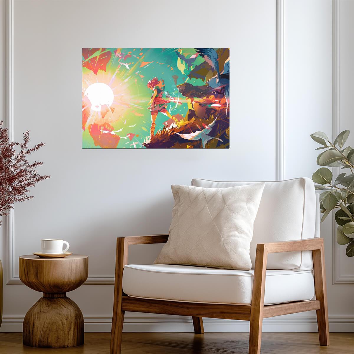 The Legend of Zelda Tears of the Kingdom Link | Abstract Stylized Art Poster | Colorful Nintendo TOTK Decor - Video Games Poster