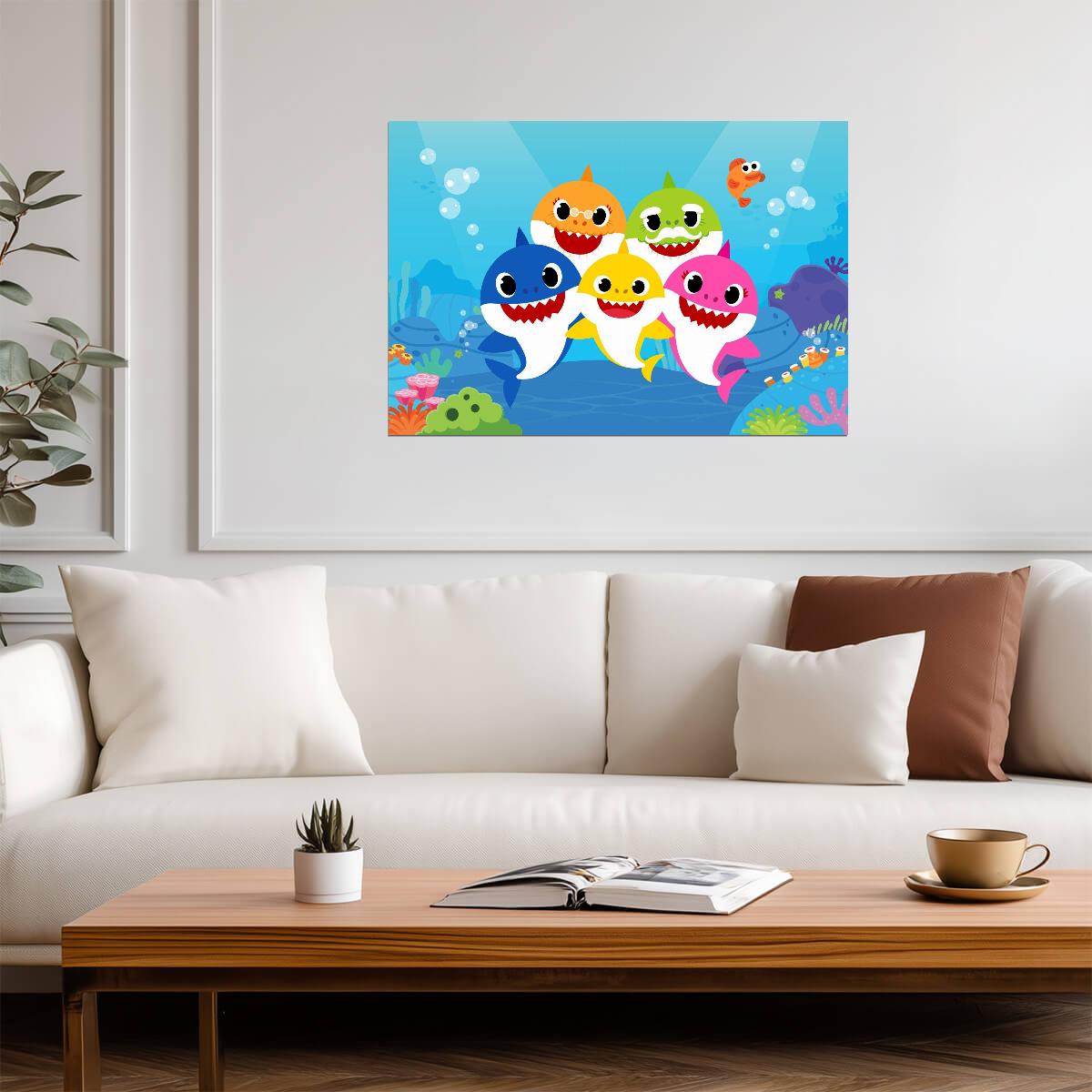 Baby Shark | Nursery Wall Art | Kids Cartoon Poster - For Kids Poster