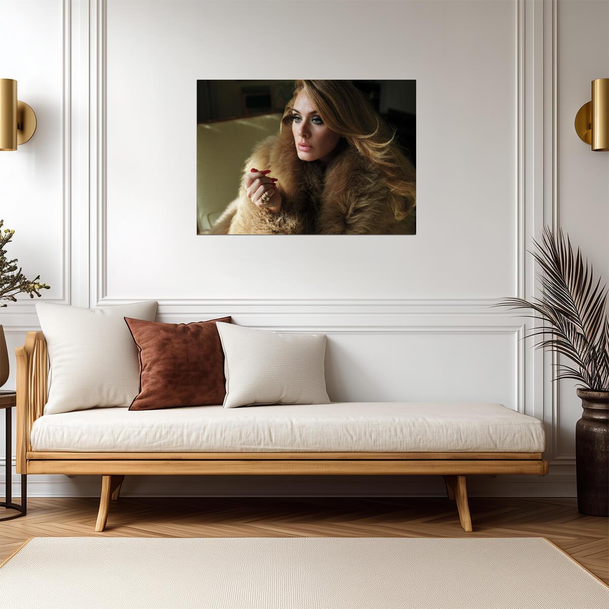 Adele Fur Coat Portrait | Music Poster | Soul Singer Wall Art - Music Poster