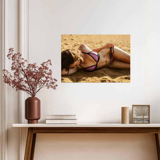 Woman in Bikini on Beach | Photography Poster | Sexy Pinup Wall Art - Photography Poster