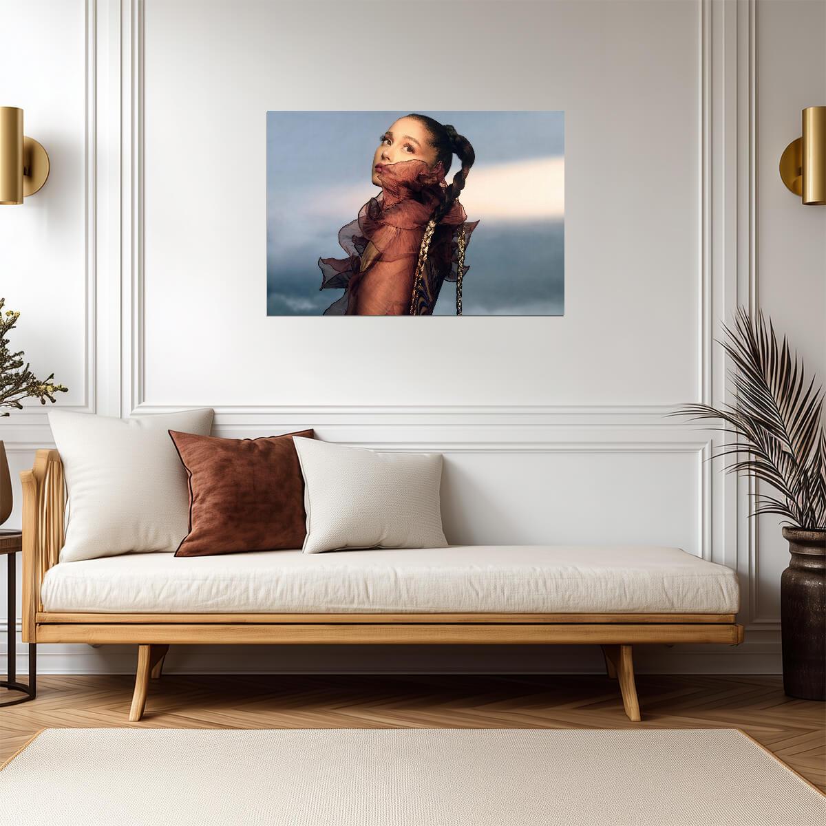 Ariana Grande REM Promo | Brown Ruffled Dress Poster | Celebrity Photoshoot Art - Music Poster