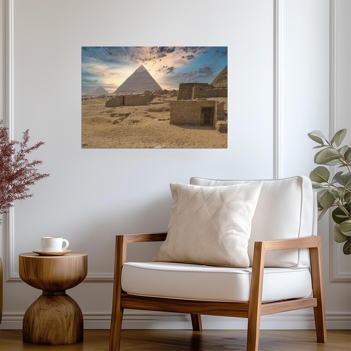 Pyramids of Giza Egypt | Ancient Landmark Photography | Travel Wall Art Poster - Photography Poster