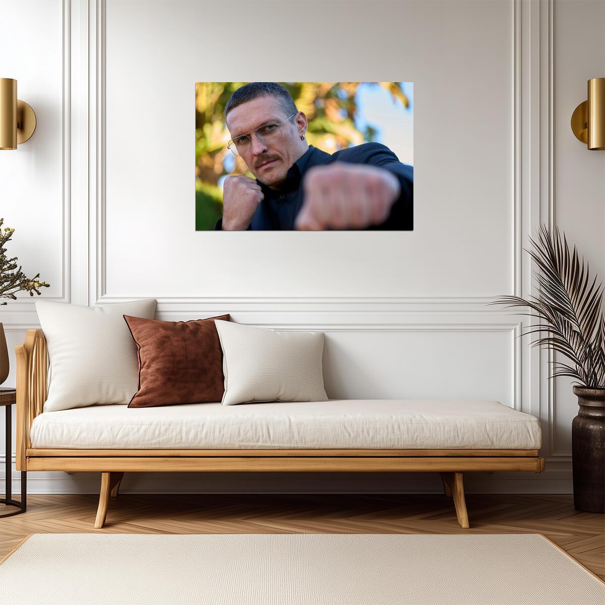 Oleksandr Usyk Punch Pose | Boxing Portrait Poster | Combat Sports Art - Sports Poster