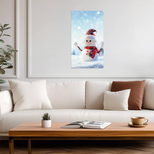 Cheerful Snowman Illustration | Festive Christmas Poster | Winter Holiday Wall Art - Graphic & Art Poster