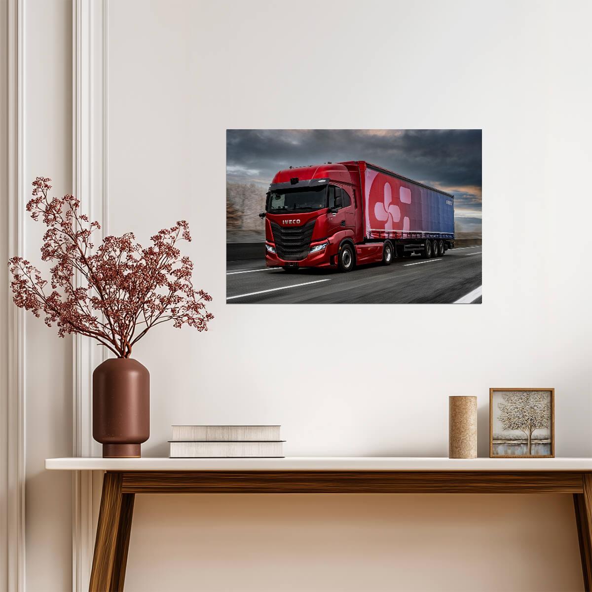 Iveco S-Way | Red Semi Truck Poster | Commercial Freight Vehicle Art - Cars Poster