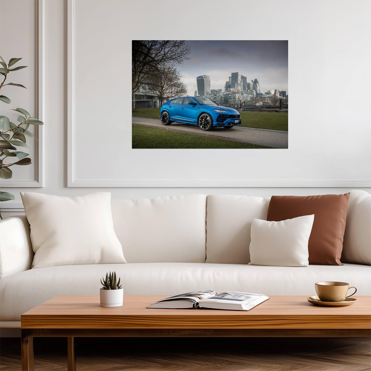 Lamborghini Urus | Blue Luxury SUV Poster | Super SUV in London - Cars Poster