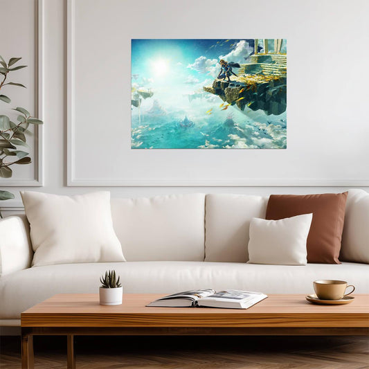 The Legend of Zelda Tears of the Kingdom Link on Sky Island | Key Art Poster | Gamer Gift TOTK Wall Art - Video Games Poster