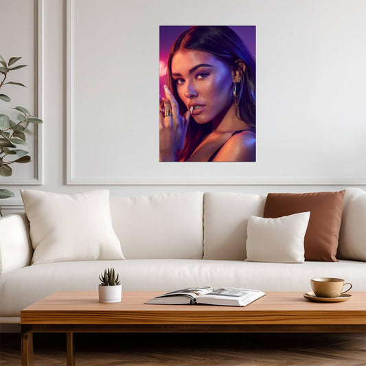 Madison Beer Neon Portrait | Modern Music Poster | Vibrant Pop Star Wall Art - Music Poster