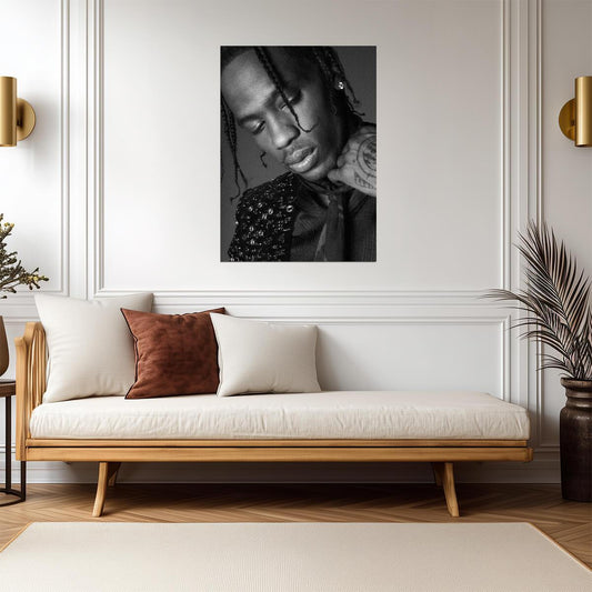 Travis Scott Artistic Black and White Portrait | Modern Rap Poster | Moody Music Photography - Music Poster