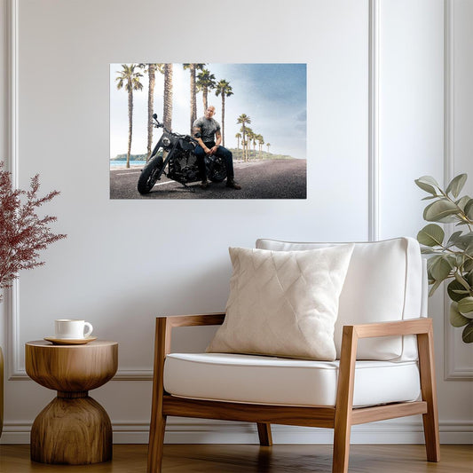 Hobbs & Shaw | Dwayne Johnson on Motorcycle | Action Movie Poster - Movies & TV Poster