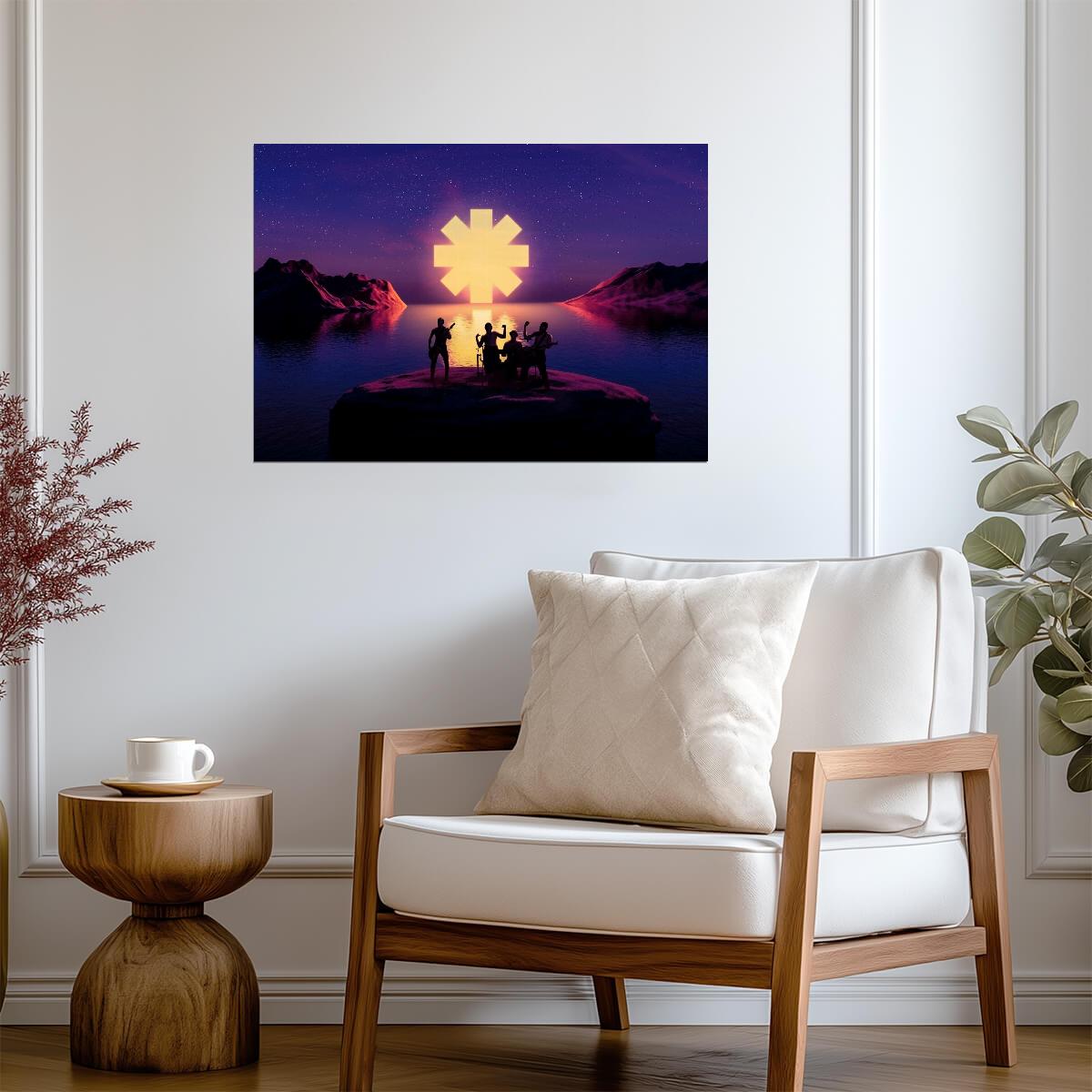Red Hot Chili Peppers Glowing Asterisk Logo | Band Silhouette Poster | Alternative Rock Art - Music Poster