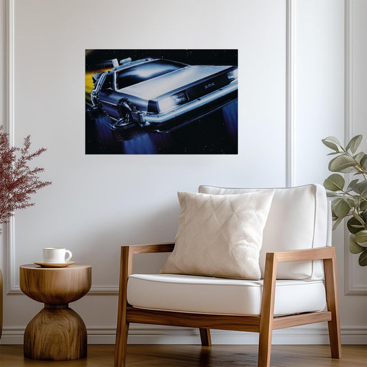 Back to the Future DeLorean Time Machine | 80s Sci-Fi Movie Poster | Classic Film Wall Art - Movies & TV Poster
