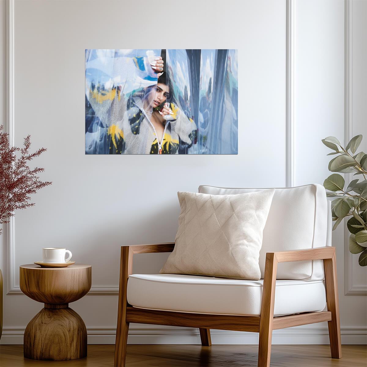 Mia Khalifa Artistic Portrait | Modern Celebrity Poster | Playful Photoshoot Print - Celebrities Poster