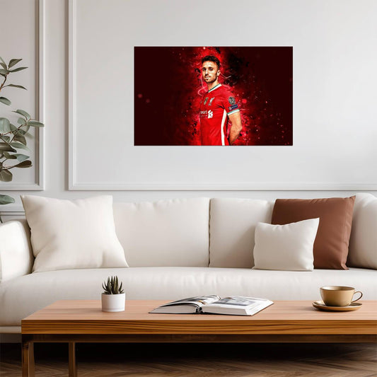Diogo Jota Red Smoke Art | Soccer Poster | Liverpool Forward Print - Sports Poster