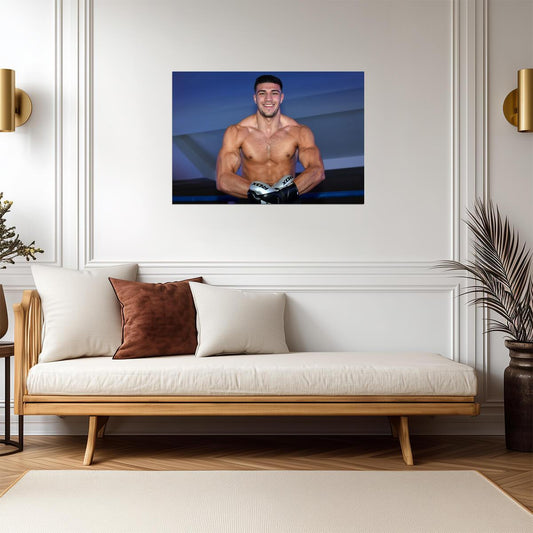 Tommy Fury Blue Background | Boxing Poster | British Fighter Print - Sports Poster