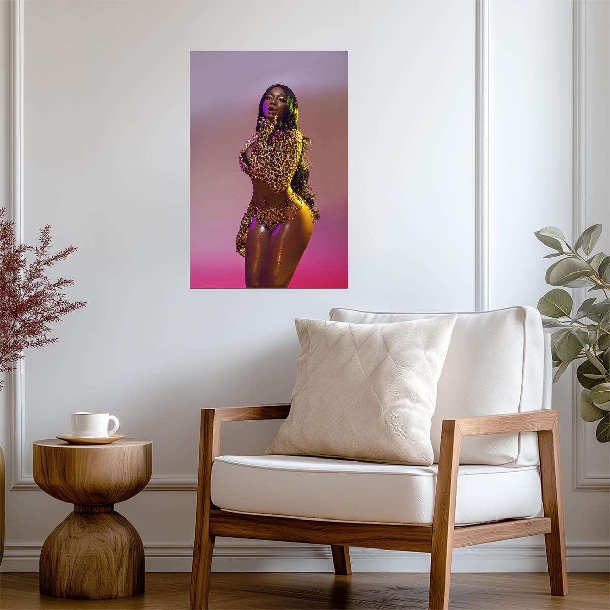 Megan Thee Stallion Gold Outfit | Music Star Poster | Sexy Hip Hop Wall Art - Music Poster
