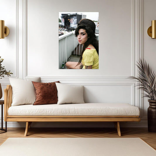 Amy Winehouse Yellow Top Portrait | Music Legend Poster | Vintage Wall Art - Music Poster