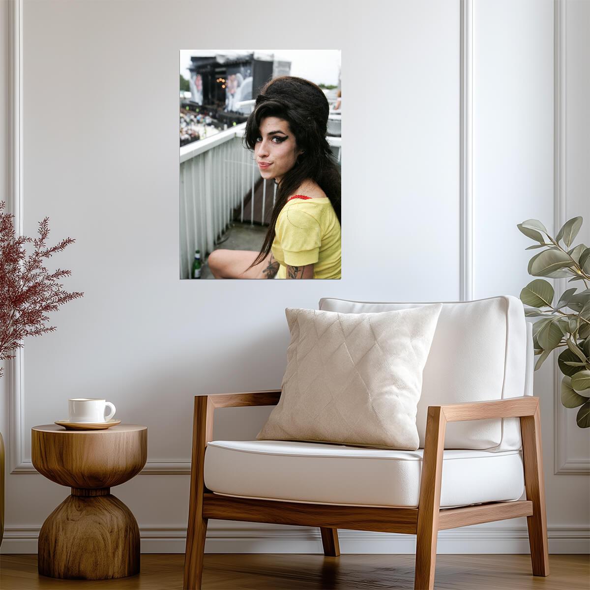 Amy Winehouse Yellow Top Portrait | Music Legend Poster | Vintage Wall Art - Music Poster
