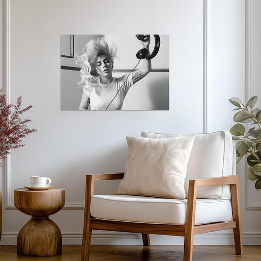 Lady Gaga Black and White Headphones | Abstract Portrait Poster | Music Star Wall Art - Music Poster