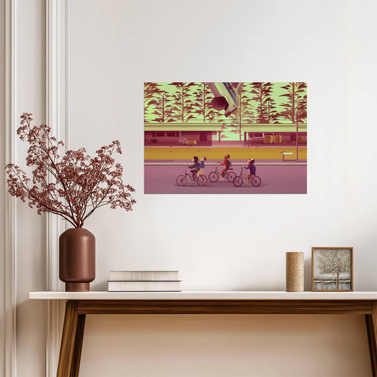 Stranger Things The Upside Down | Kids on Bikes Illustration | Minimalist TV Show Poster - Movies & TV Poster