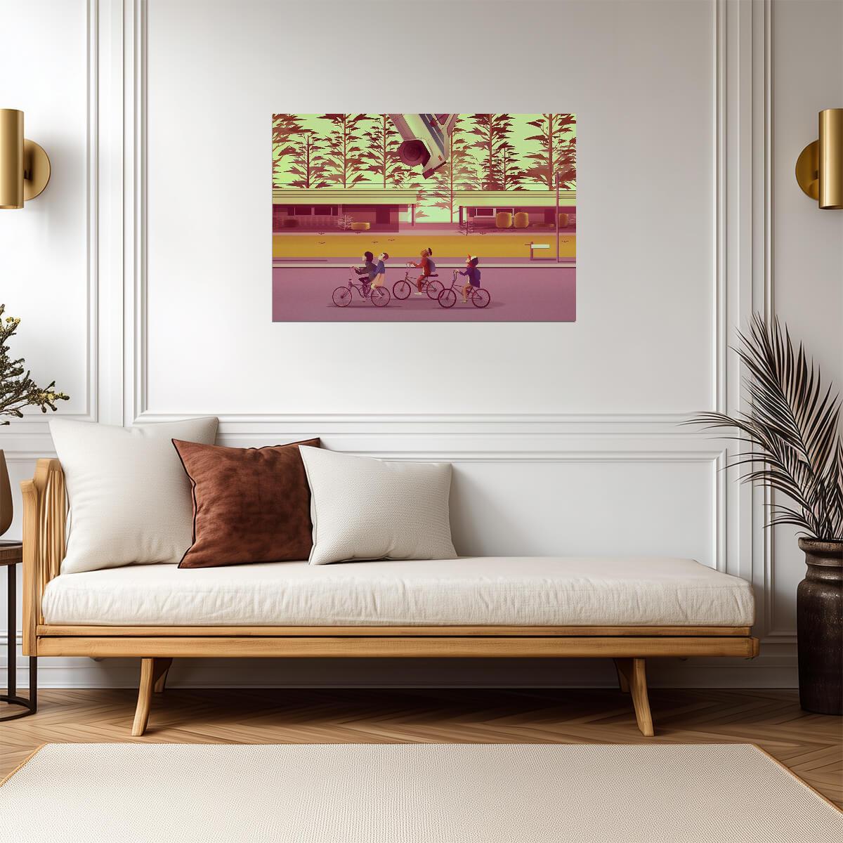 Stranger Things The Upside Down | Kids on Bikes Illustration | Minimalist TV Show Poster - Movies & TV Poster