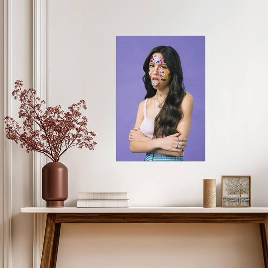Olivia Rodrigo Face Stickers | Sour Era Portrait | Pop Music Sensation Poster - Music Poster