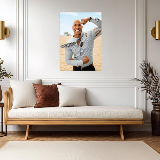 Dwayne Johnson The Rock | Beach Photoshoot Poster | Celebrity Wall Art - Celebrities Poster