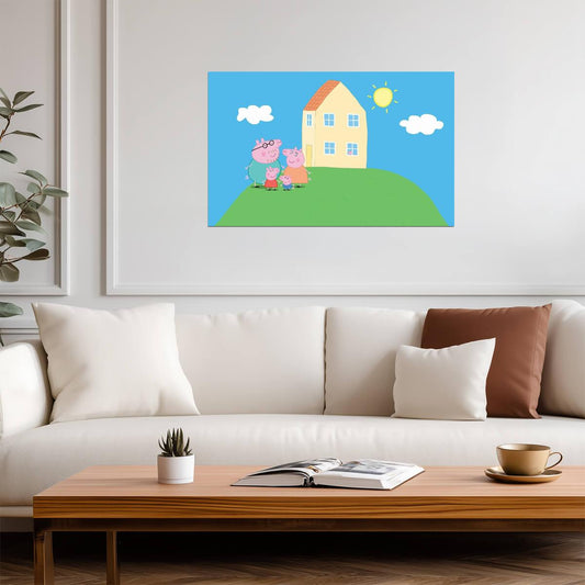 Peppa Pig Family & House | Daddy Mummy & George | Nursery Wall Art Poster - Movies & TV Poster