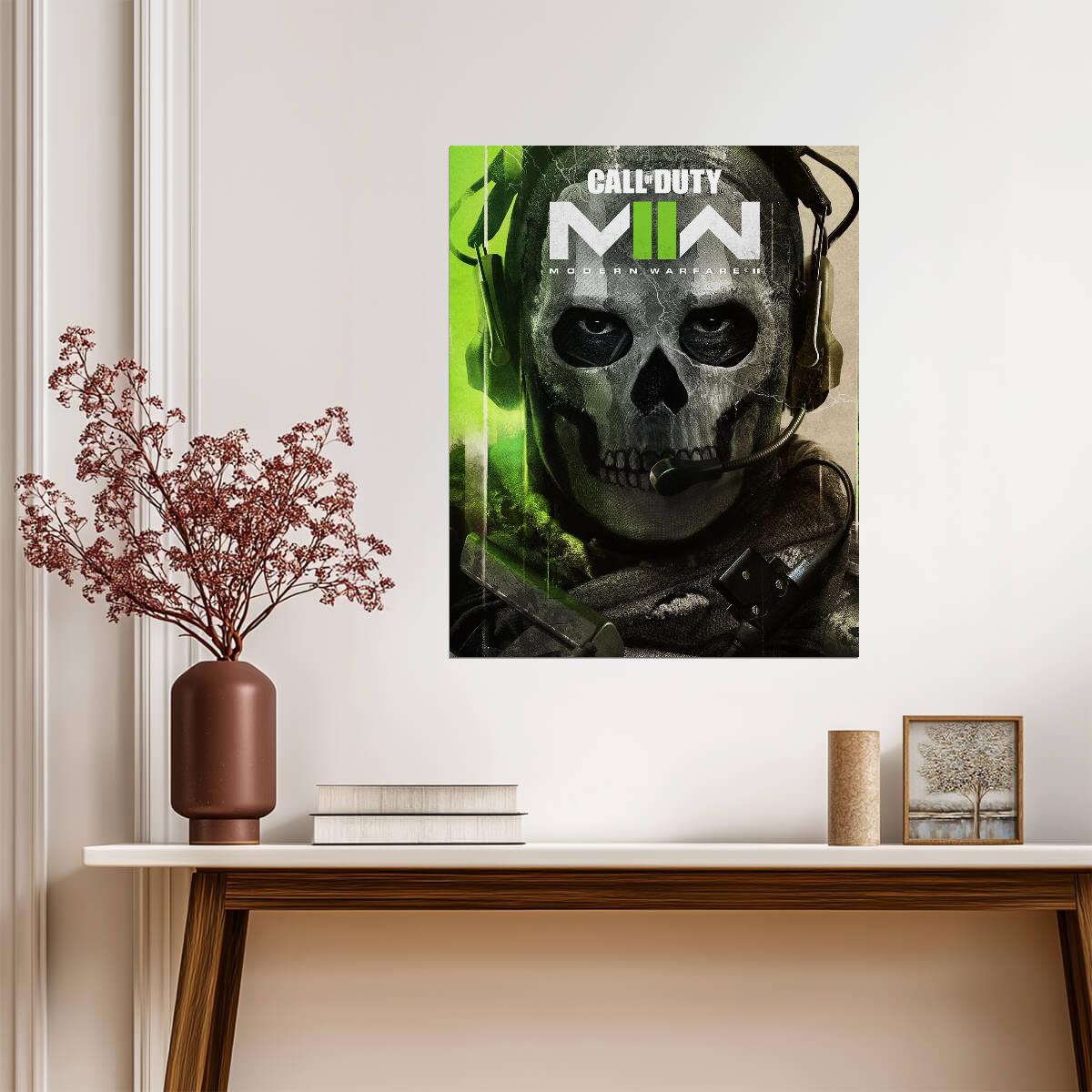 Call of Duty Modern Warfare II | Ghost Close-Up Skull Mask | Iconic FPS Game Character Art - Video Games Poster