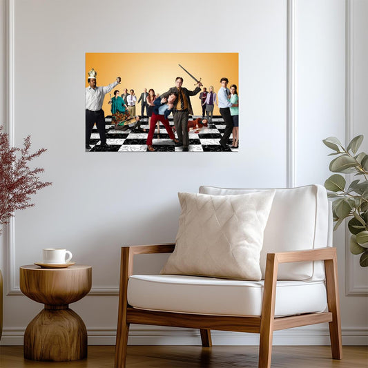 The Office US Chess Battle | Cast on Chessboard Key Art | Funny TV Show Poster - Movies & TV Poster