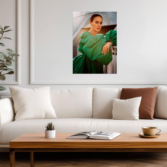 Adele Green Dress | Pop Poster | British Icon Print - Music Poster