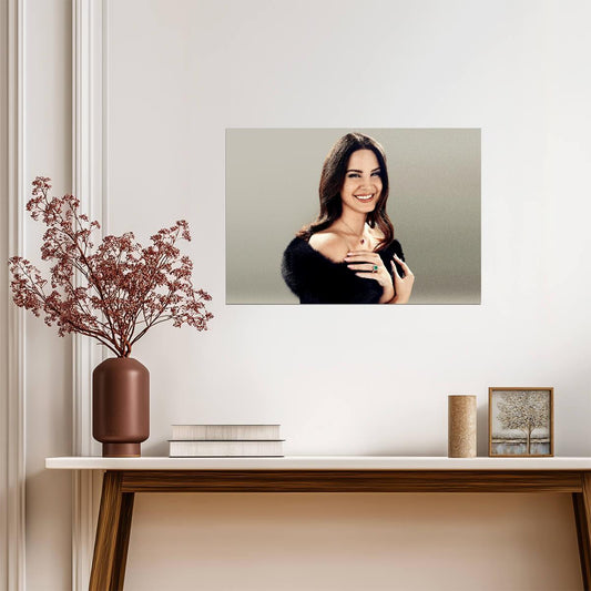 Lana Del Rey Smiling Portrait | Black Top Poster | Music Star Wall Art - Music Poster