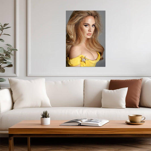 Adele Yellow Dress | Music Poster | Glamour Portrait Decor - Music Poster