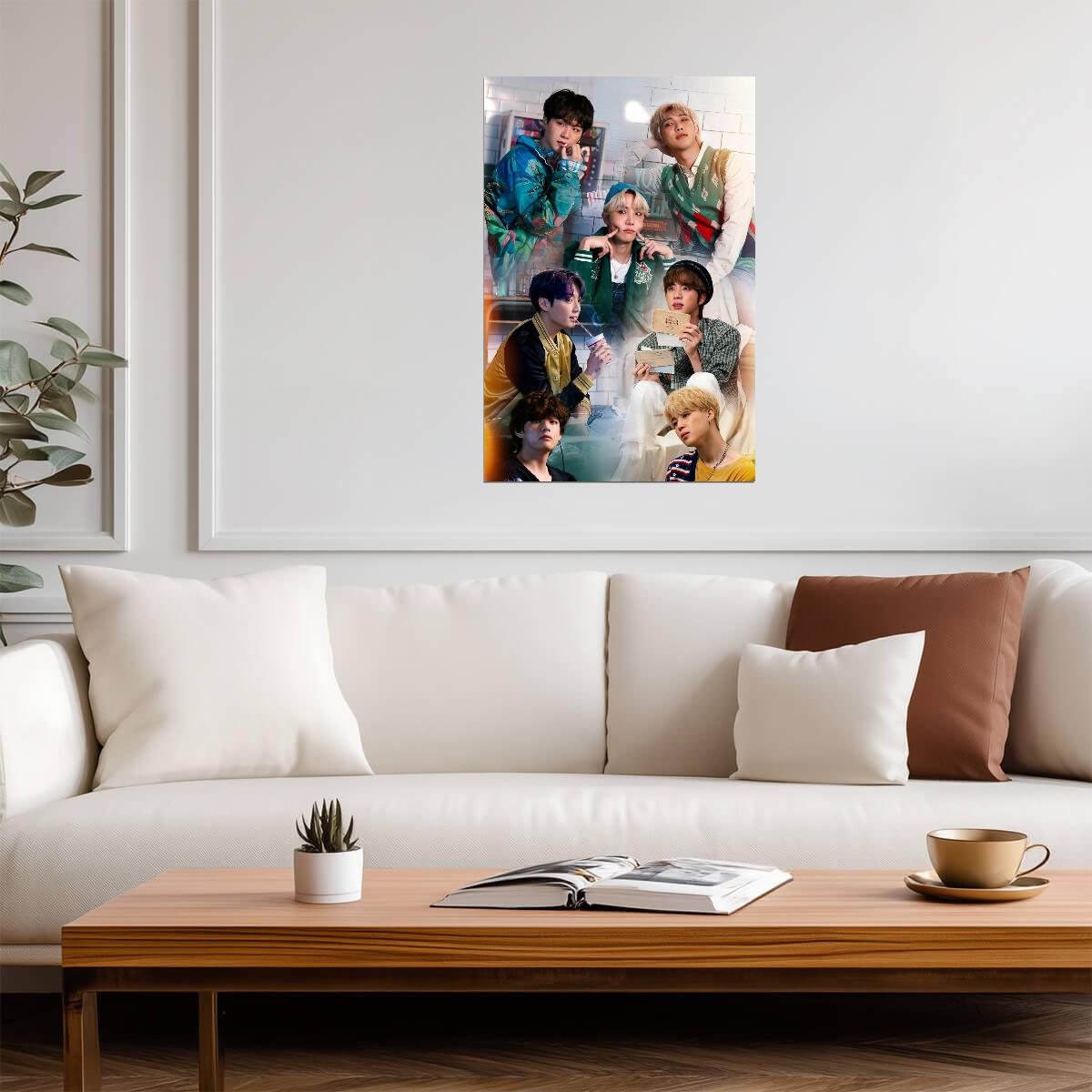 BTS Group Photo Collage | K-Pop Music Poster | Gift for Army Fan Decor - Music Poster