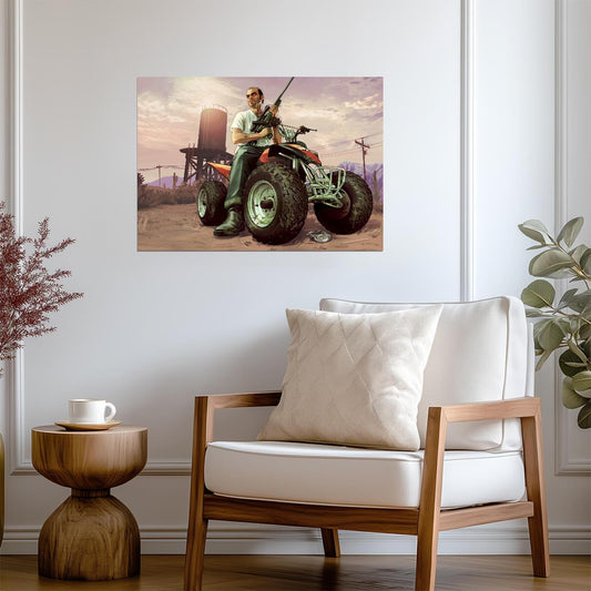 Grand Theft Auto V Trevor Philips on ATV | Character Promo Art Poster | Action Game Wall Decor - Video Games Poster