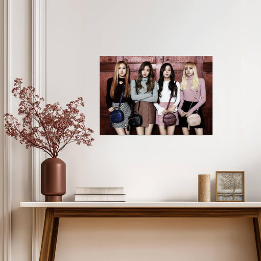 Blackpink Group Photo | K-Pop Music Poster | Jennie Jisoo Lisa Rosé Wall Art - Music Poster