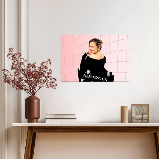Addison Rae Pink Background | Influencer Poster | Pastel Grid Print - Celebrities Poster