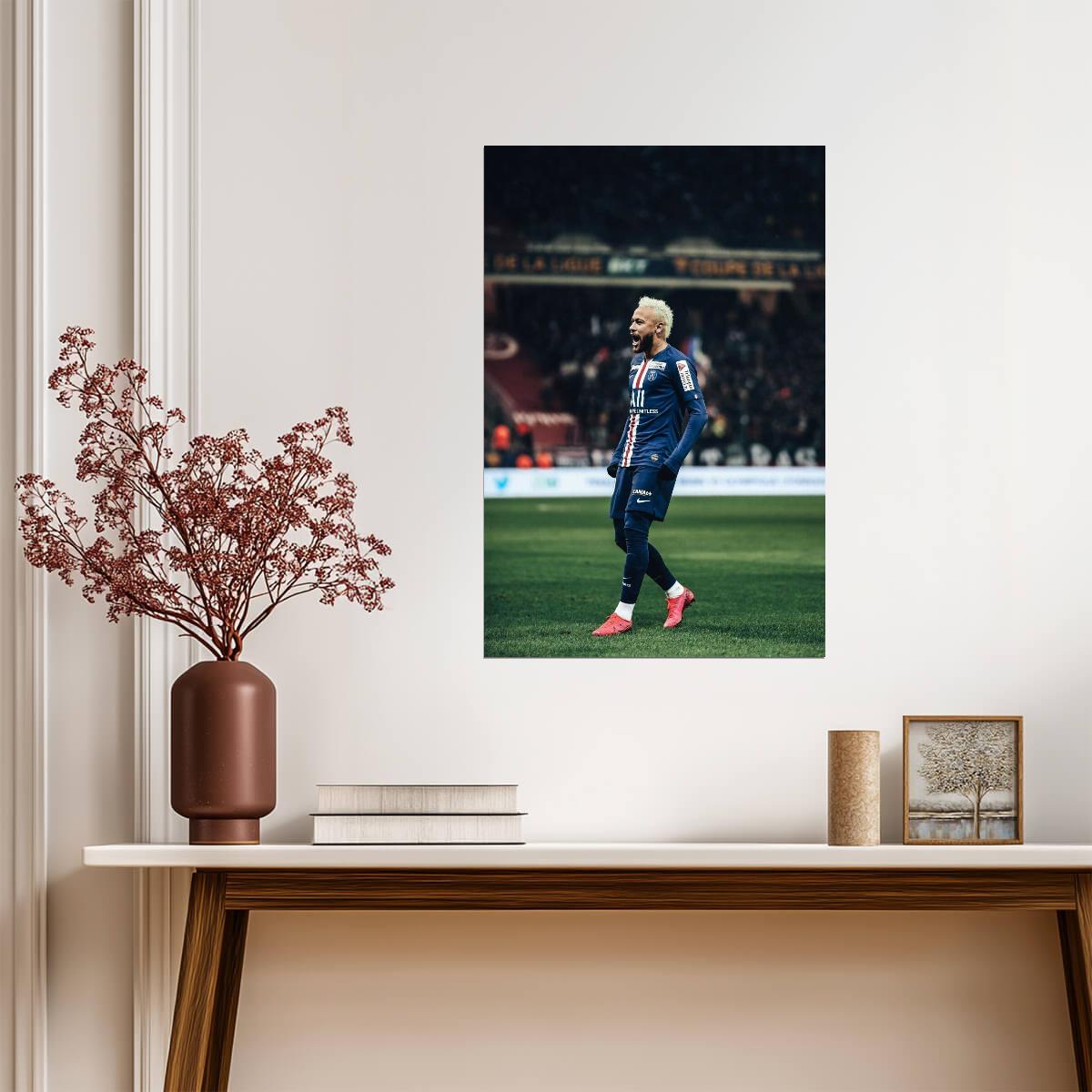 Neymar Jr Paris Saint-Germain Passionate Roar | Soccer Poster | Gift for PSG Fan - Sports Poster
