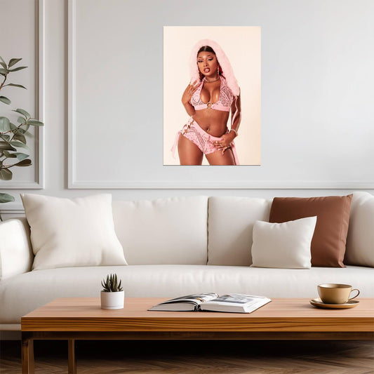 Megan Thee Stallion Girls in the Hood | Pink Lingerie Poster | Sexy Hip Hop Music Art - Music Poster
