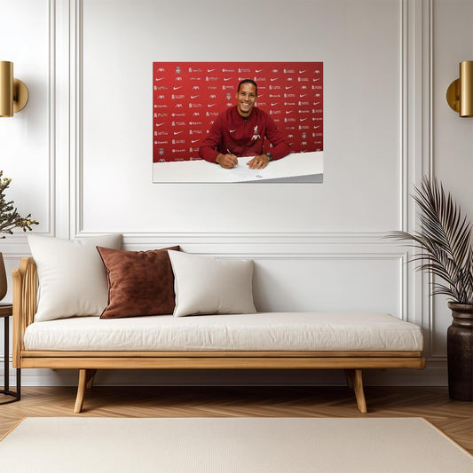 Virgil van Dijk Liverpool FC | Soccer Poster | Sports Legend Signing Photo - Sports Poster