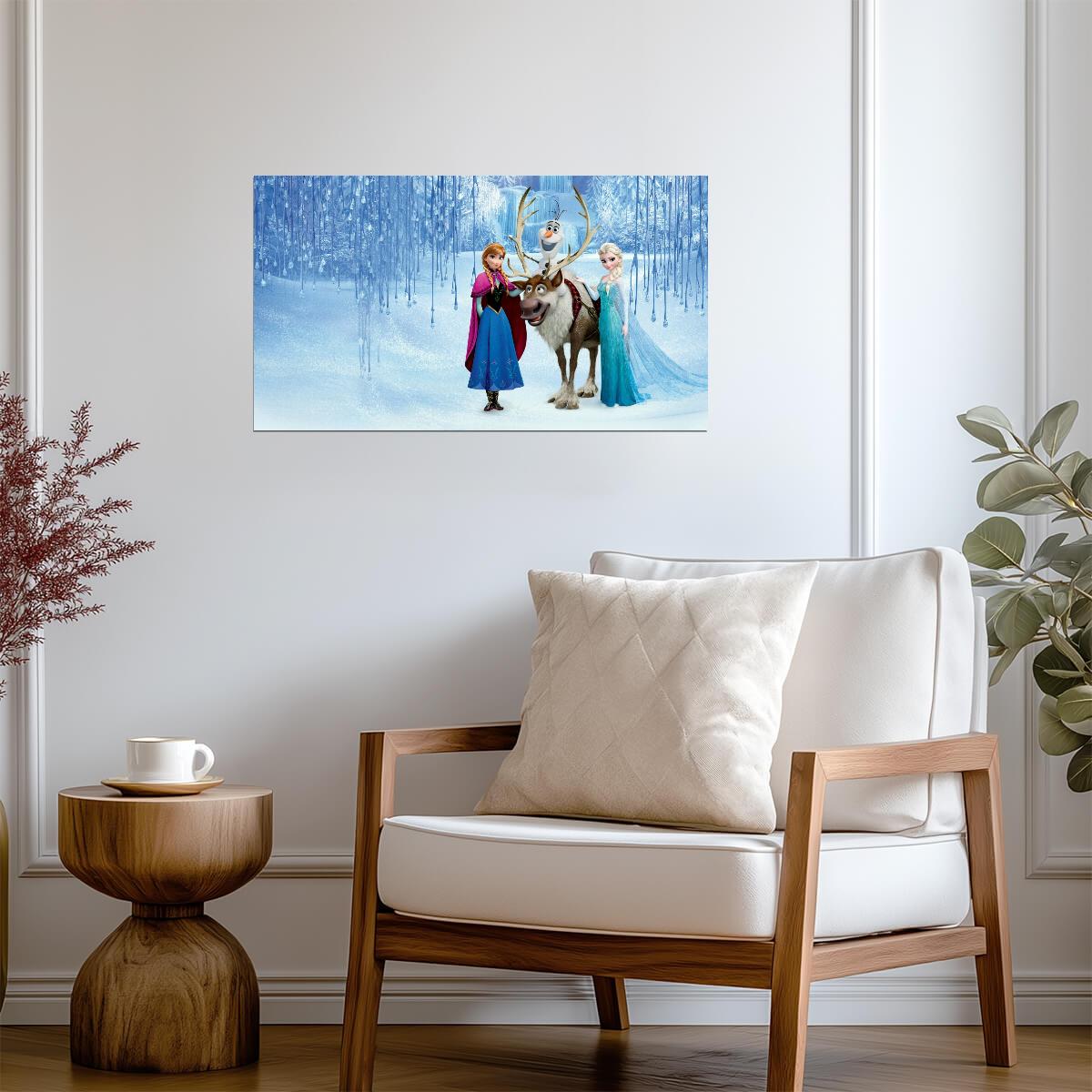 Disney Frozen Elsa & Anna with Olaf | Animated Movie Poster | Kids Room Nursery Decor - Movies & TV Poster