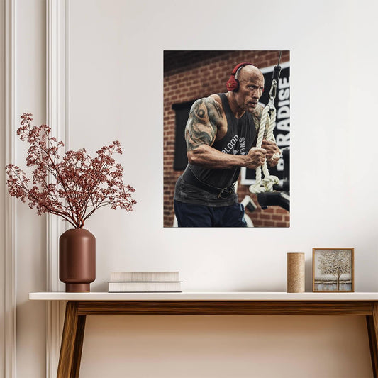 Dwayne Johnson The Rock Lifting Weights | Iron Paradise Gym Poster | Fitness Motivation Art - Sports Poster