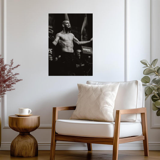Khamzat Chimaev UFC Weigh-In | Black and White Poster | MMA Fighter Wall Art - Sports Poster