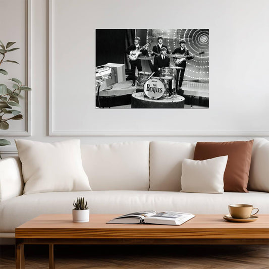 The Beatles Live On Stage | Classic B&W Band Performance | Rock and Roll Poster - Music Poster