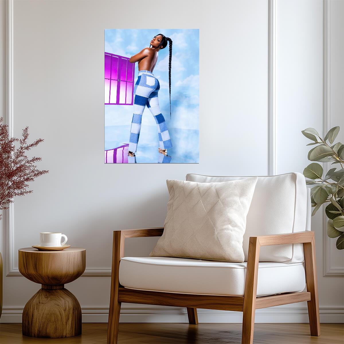 Megan Thee Stallion Blue Pastel Pants | Fashion Poster | Sexy Hip Hop Star - Music Poster