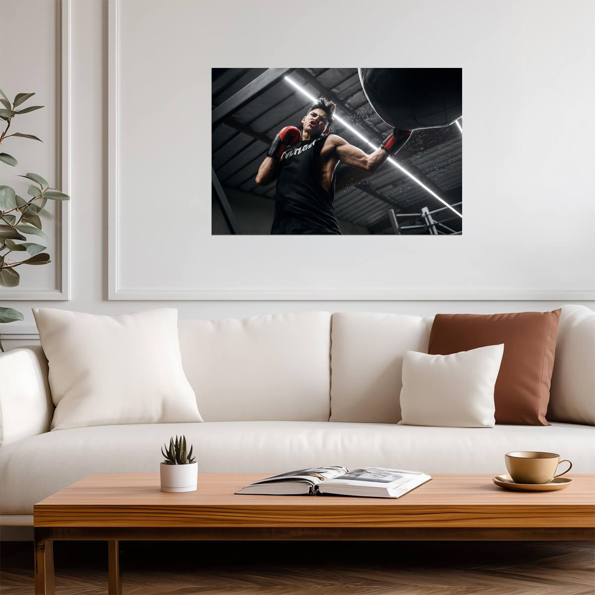 Ryan Garcia Heavy Bag Workout | Boxing Motivation Poster | Gym Wall Art for Fans - Sports Poster
