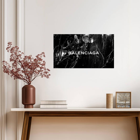 Balenciaga Logo Black and White | Modern Fashion Poster | Abstract Brand Wall Art - Photography Poster