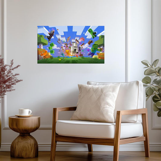 Minecraft Mob Variety Poster | Creeper Zombie Pig & More | Sandbox Game Wall Decor - Video Games Poster