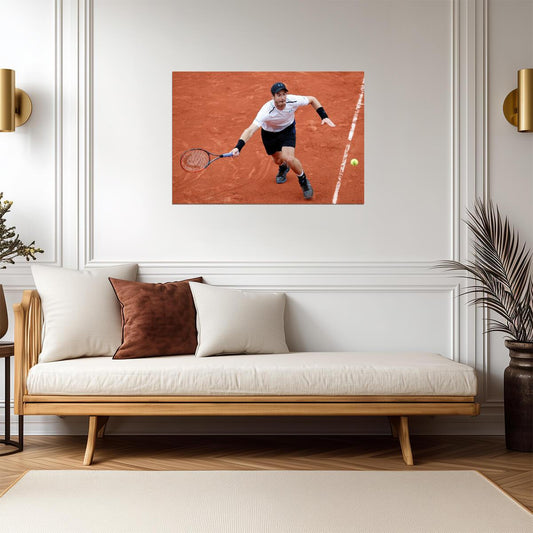 Andy Murray In Action on Clay Court | Professional Tennis Poster | Sports Legend Photography - Sports Poster