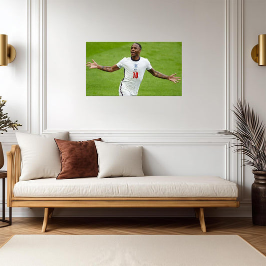 Raheem Sterling England Euro 2020 Goal Celebration | Soccer Poster | National Team Fan Gift - Sports Poster